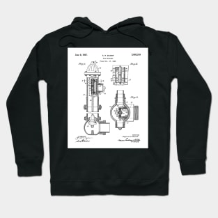 Fire Hydrant Patent - Fireman Fire House Art - White Hoodie